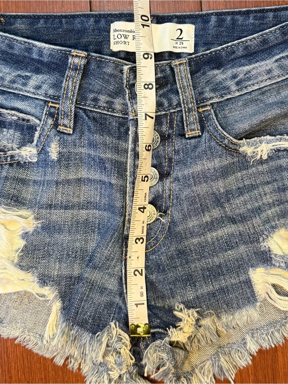 Abercrombie & Fitch Distressed Low Rise Denim Shorts - Size 2